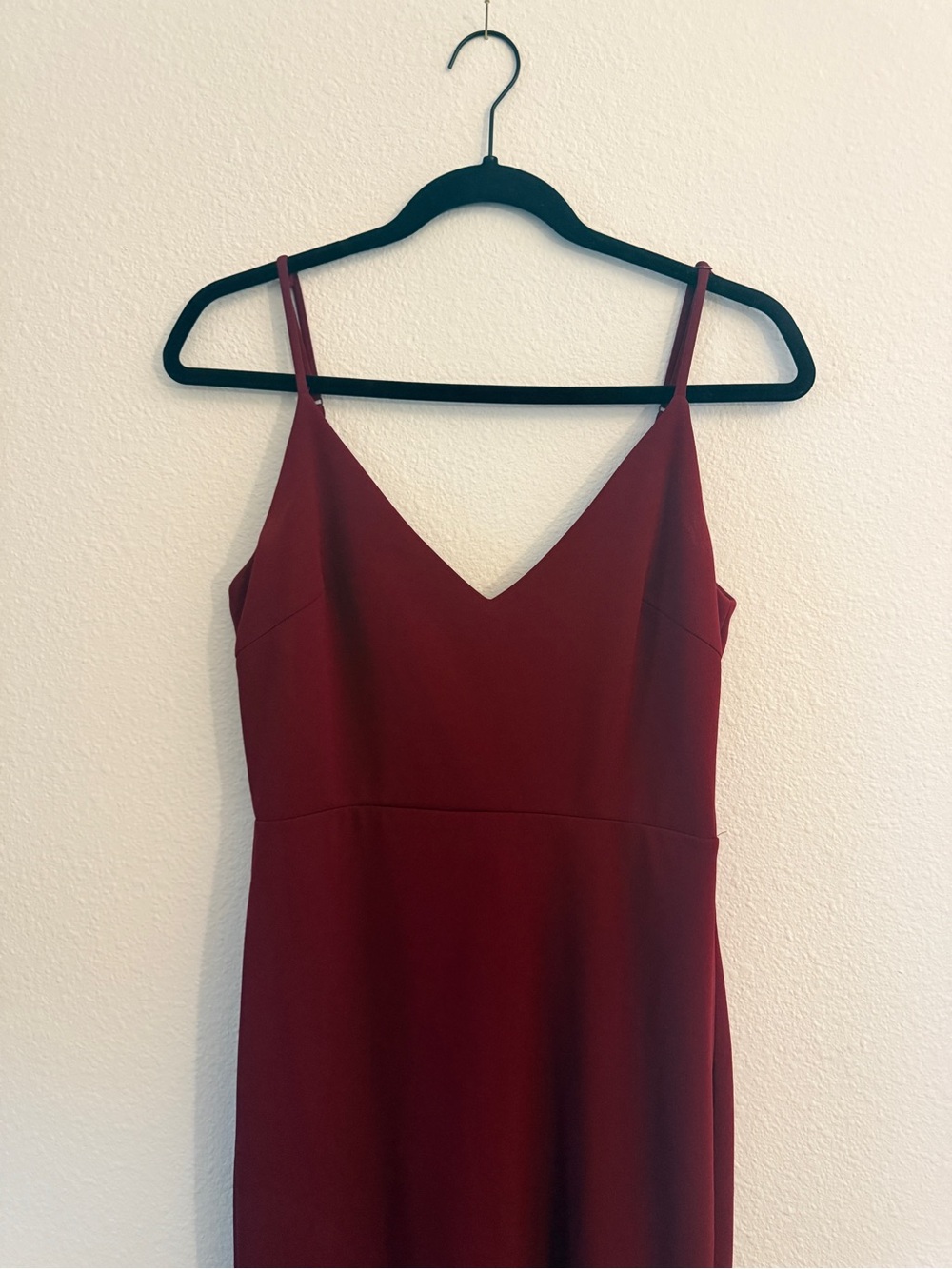 Lulu's Spaghetti Strap V-Neck Burgundy Dress